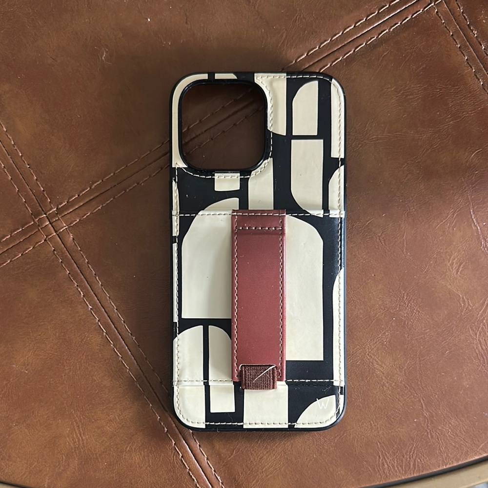 Walli Black and Cream iPhone 14 Pro Max Case with Stand/Handle & Card Wallet